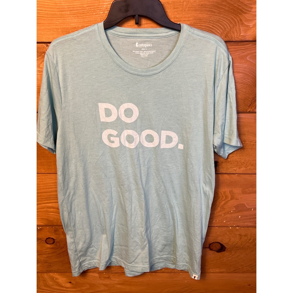 Cotopaxi Mens M DO GOOD Graphic T Shirt Blue Organic Cotton‎ Recycled Polyester